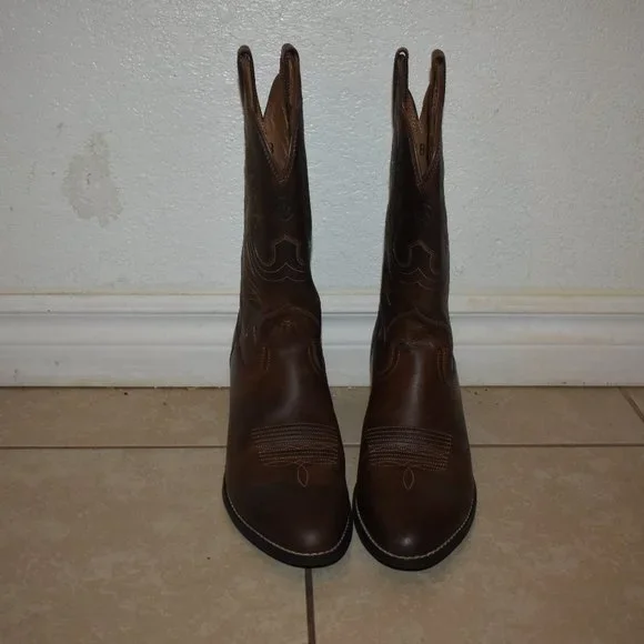 Heritage R Toe Distressed Brown Western Boot Size 11B - Picture 7 of 10